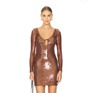 Verona Sequin Mini Dress in Chocolate